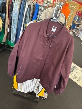 NIKE Mens Maroon Jacket M Cotton Blend Classic Zip Casual Outerwear Pre Owned